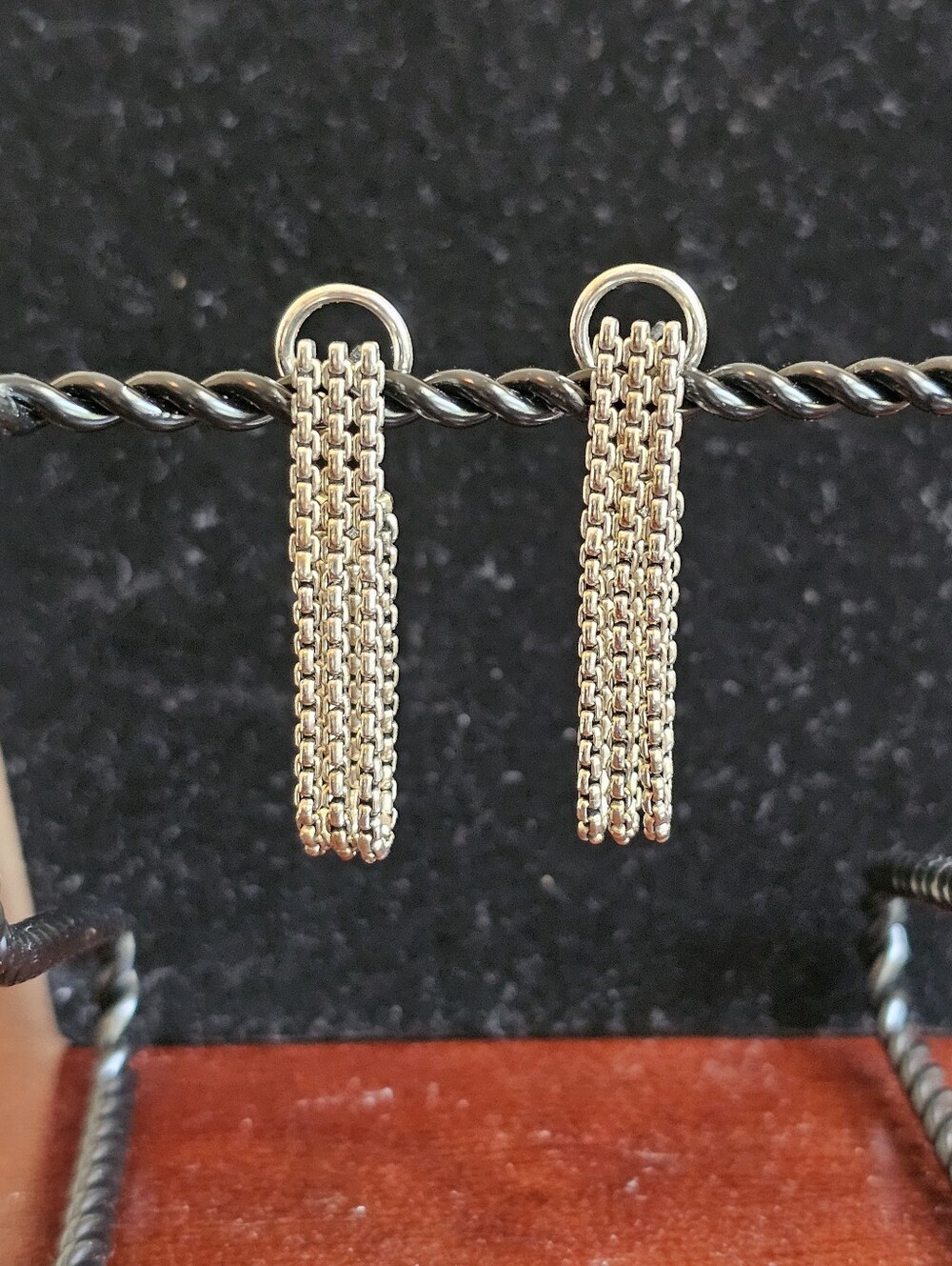 JAI by John Hardy 925 Silver Earrings Triple Box Chain Design - Picture 3 of 13